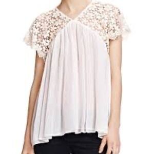 The Koople Crochet Lace Sleeves Metallic Top XS
